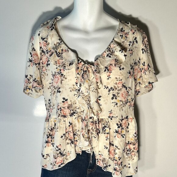 Torrid SZ1=14/16 Babydoll style pink floral top Romantic Fairy Boho Cottage - Picture 2 of 9